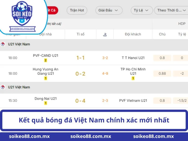Kết quả bóng đá Việt Nam chính xác mới nhất