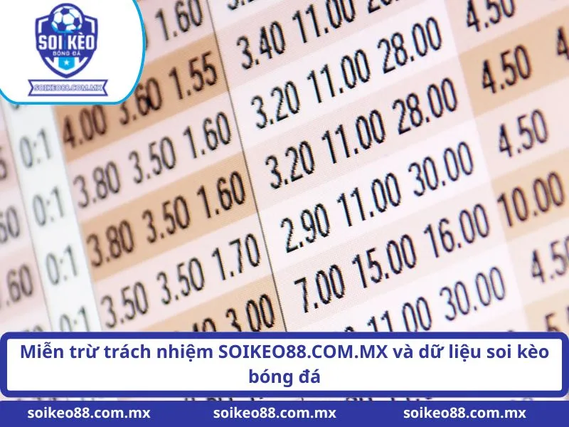Miễn trừ trách nhiệm SOIKEO88.COM.MX và dữ liệu soi kèo bóng đá