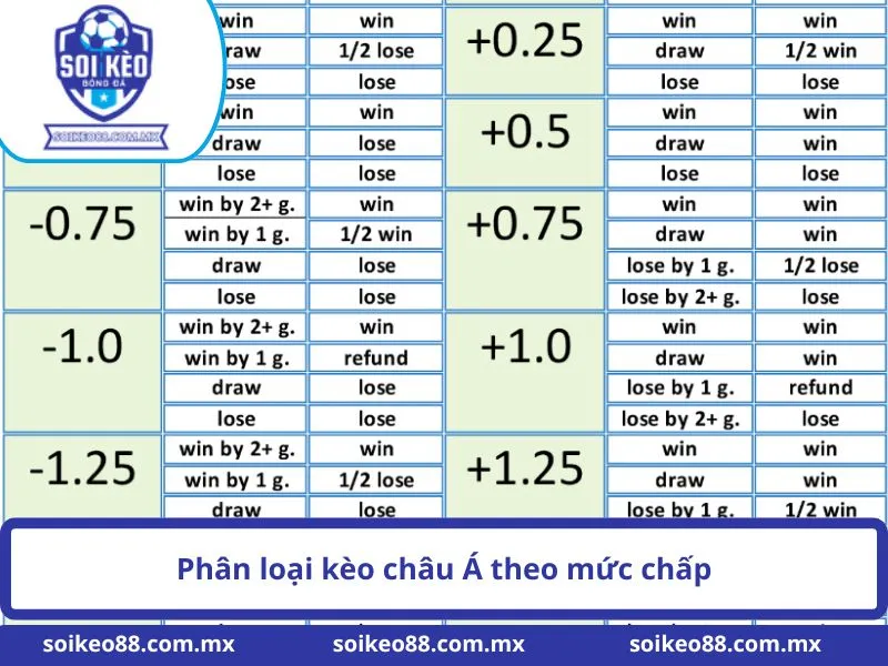 Phân loại kèo châu Á theo mức chấp