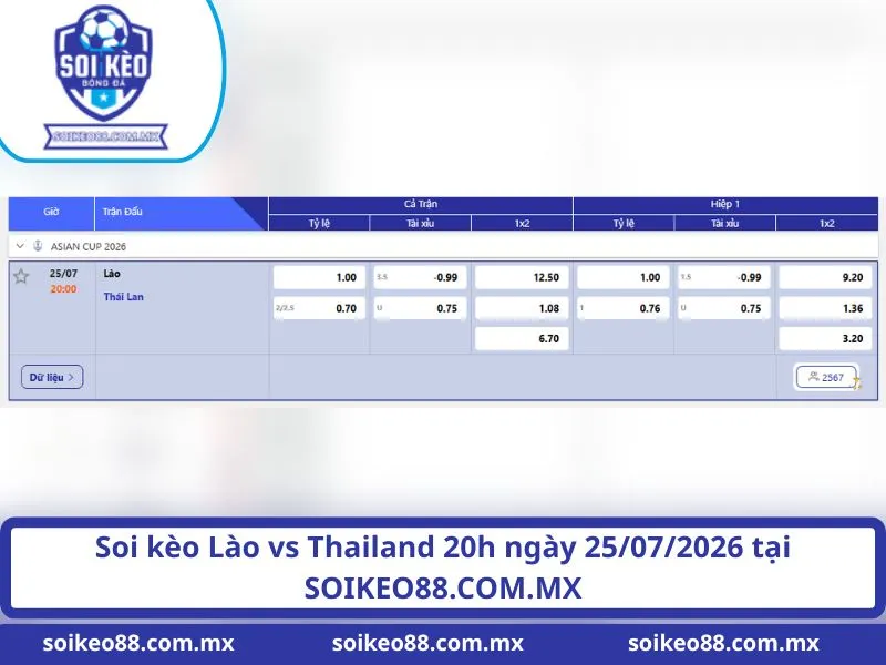 Soi Kèo Lào VS Thailand 20H Ngày 25/07/2026 1 Soi kèo Lào vs Thailand 20h ngày 25/07/2026 tại SOIKEO88.COM.MX