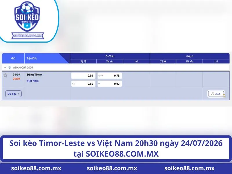 Soi Kèo Timor-Leste VS Việt Nam 20H30 Ngày 24/07/2026 1 Soi kèo Timor-Leste vs Việt Nam 20h30 ngày 24/07/2026 tại SOIKEO88.COM.MX