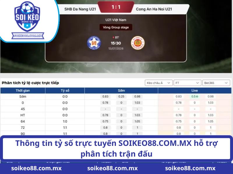 Livescore 3 Thông tin tỷ số trực tuyến SOIKEO88.COM.MX hỗ trợ phân tích trận đấu
